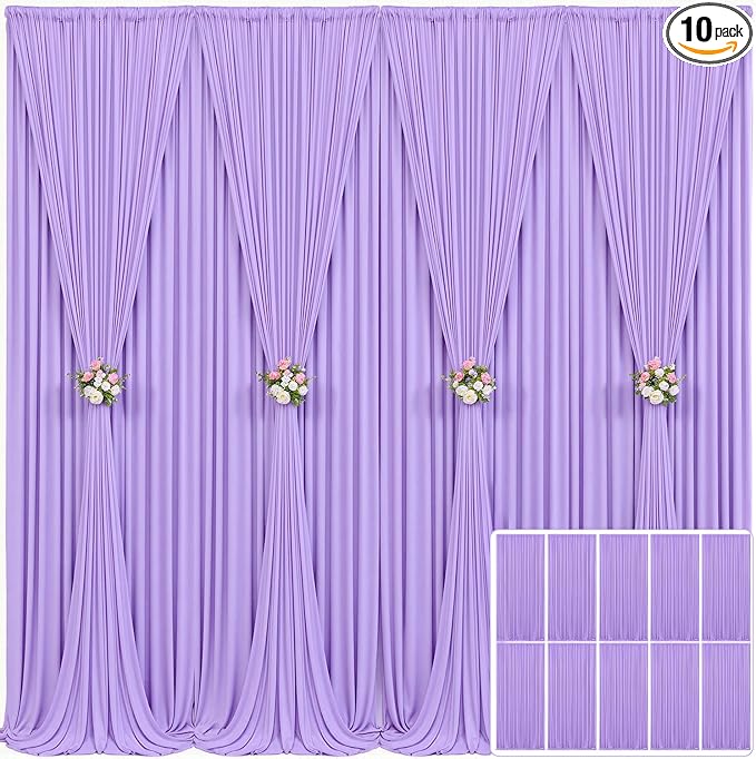 10 Panels Lavender Backdrop Curtain for Parties Wedding Wrinkle Free Light Purple Photo Curtains Backdrop Drapes Fabric Decoration for Baby Shower Photoshoot 50ft(W) x 10ft(H) by Tao-GePartyDecorations