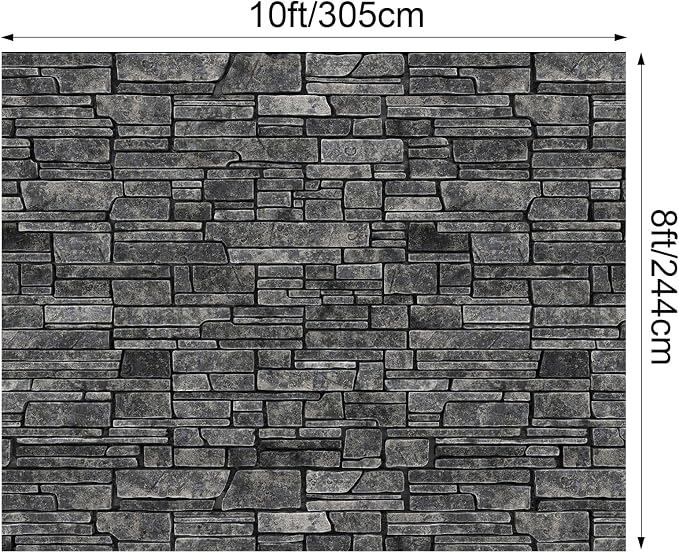 10 x 8 ft Gray Brick Wall Backdrop Fabric Brick Photo Background | Large Polyester Brick Backdrop Cover for Photoshoot Home Fireplace Decoration, Newborn Birthday Party Decor - Image 2