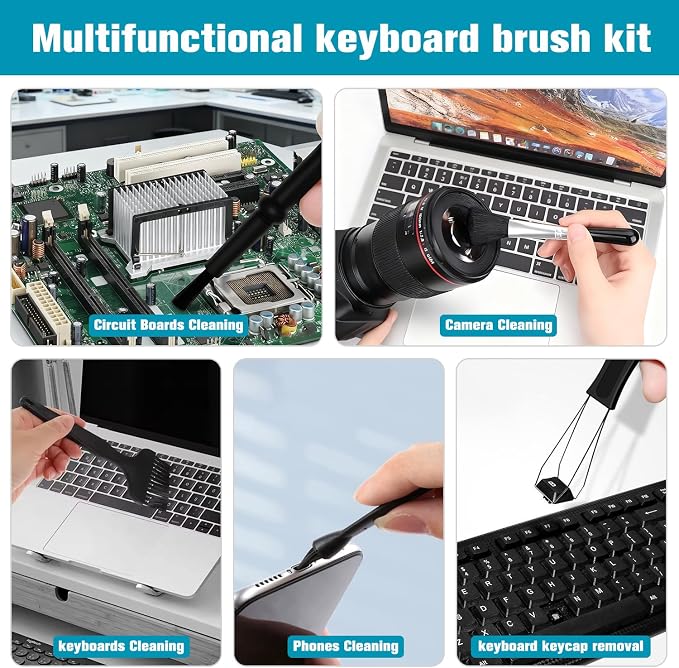 6PCS Keyboard Brush Cleaner Kit with Keycap Puller & Switch Puller, PP Handle Nylon Small Space Dust Removal Anti Static Brush for Computer Keyboard Electrical Appliance Seam Motherboard Camera - Image 6