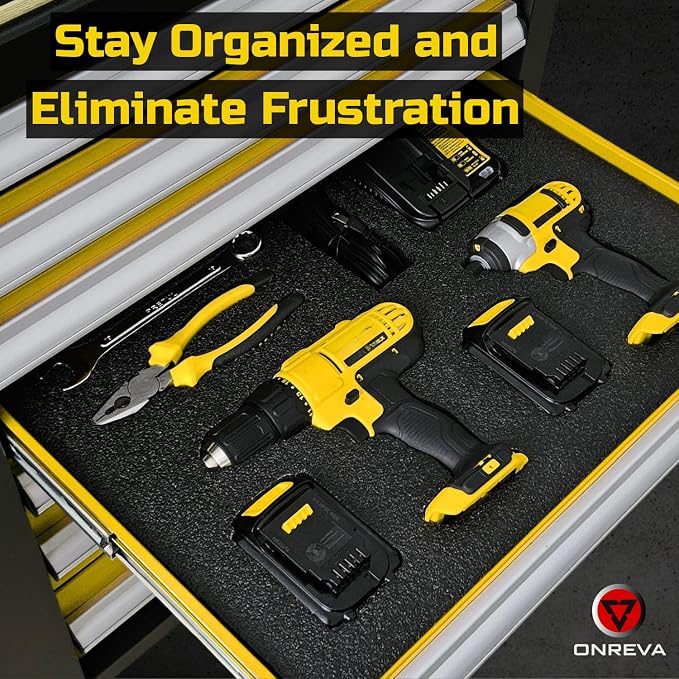 ONREVA Tool Box Foam Organizer 16x12x2 inch 3Pack, Kaizen Sheets for Pro Tool Control, Custom Tool Shadow Inserts for Cases & Drawers, High Density Polyethylene Foam, Black with Yellow - Image 6
