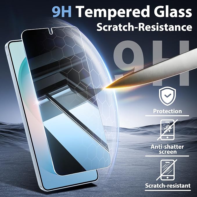 2+2 Pack Privacy Screen Protector for Samsung Galaxy S26 Ultra | S26 Ultra Privacy Screen Protector, 9H Tempered Glass, Ultrasonic Fingerprint, 2 Camera Lens Protectors, Easy Install - Image 4