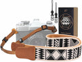 Padwa Lifestyle Diamonds Camera Strap - 1.5" Crazy Horse Cowhide Ends Camera Straps for Photographers, Cute Cotton Weave Soft Suede Fabric Padded Strap fits All Cameras for Adults & Kids by PadwaLifestyleCameraStrap