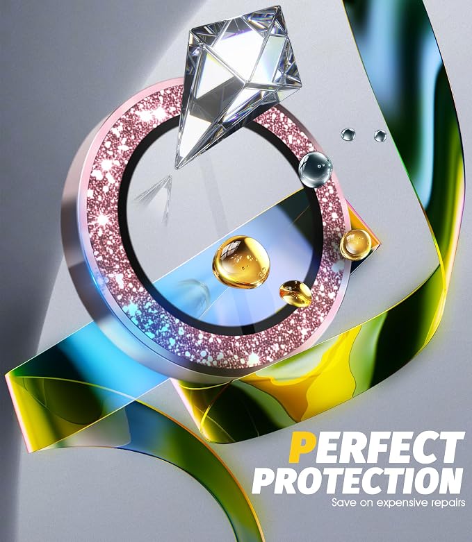 Orzero (2 Sets) Camera Lens Protector for Samsung Galaxy Z Flip 8/Flip 7, [EZ Install] [Case-Friendly] 9H Tempered Glass Bling Lens Cover Accessories, Military-Grade Shockproof, HD Clarity Anti-Glare - Glitter Pink - Image 4