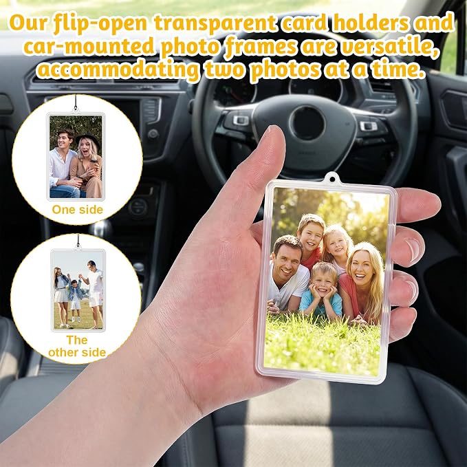 4 Pcs Picture Holder for Car Car Picture Holder with Chain Hanging Photo Holders Pictures Frame Rear View Mirror Accessories Photo Display Holders with Lanyard - Image 4