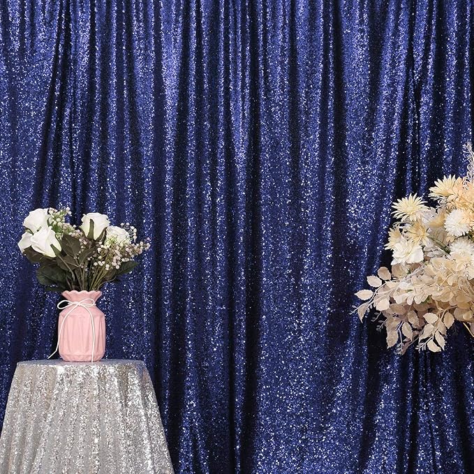 Poise3EHome 6FT x 8FT Navy Blue Sequin Photography Backdrop Curtain for Party Decoration, Navy Blue - Image 7