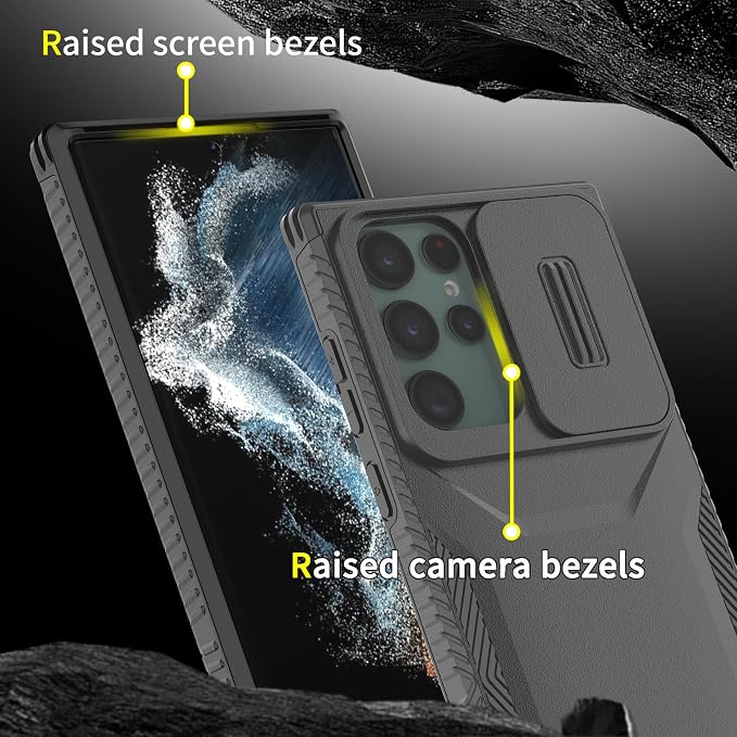 for Galaxy S22 Ultra Case with 1 HD Screen Protector & Slide Camera Cover [Military-Grade] Phone Case Heavy Duty Rugged Shockproof Protective Cover for Samsung Galaxy S22 Ultra(Black) - Image 5
