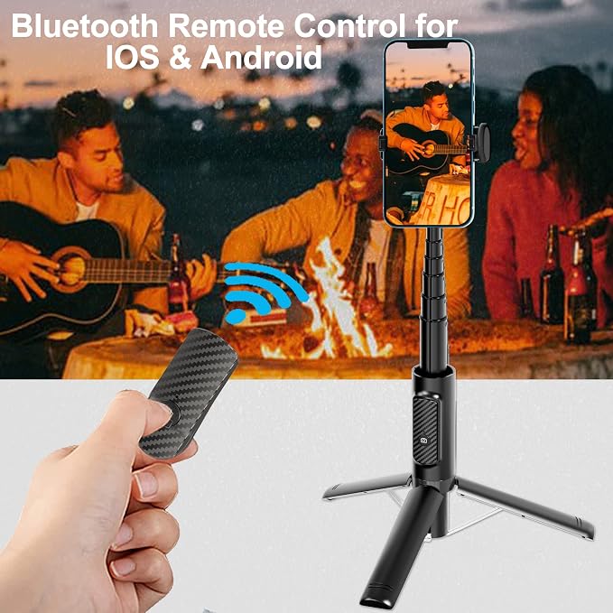 Selfie Stick Tripod with Remote Aluminum Alloy Phone Tripod Bluetooth Remote and 270°Rotation Stand Compatible with iPhone and Android Phone - Image 5