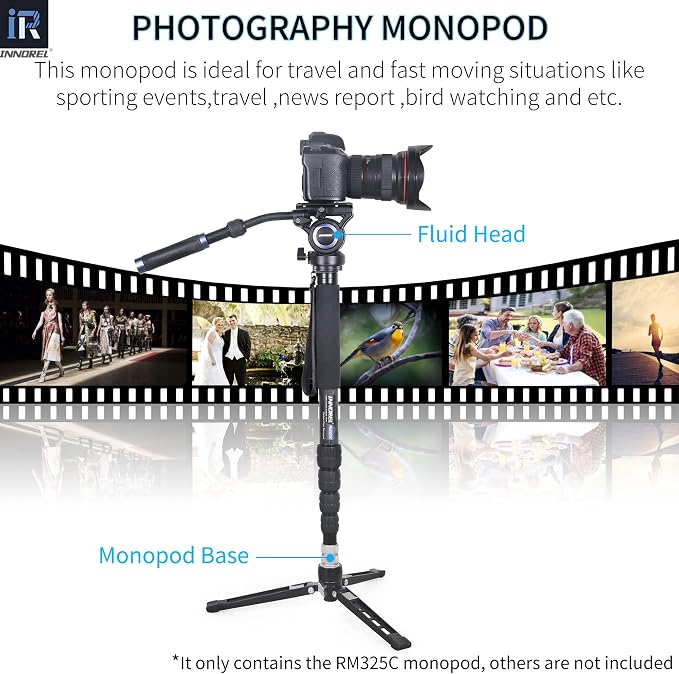 Carbon Fiber Camera Monopod INNOREL RM325C Professional Portable Compact Lightweight Travel 5-Section Monopod for Canon Nikon Sony DSLR Camera Video Camcorder DV Photography Bracket Load 26lbs/12kg - Image 7