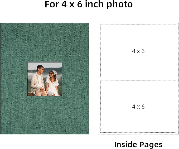 4x6 Slip In Photo Album Holds 200 Pockets Cloth Cover Dark Green | DIY cover window, Acid free pages, PVC free pockets, Family Travel Wedding, Gift ready - Image 6