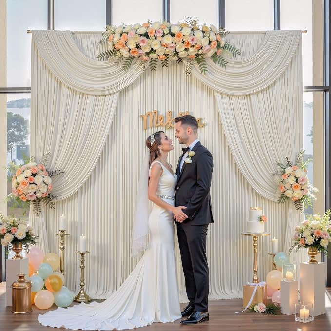 50ftx10ft Wrinkle Free Beige Backdrop Curtains for Parties, Silky Polyester Photo Backdrop Drapes 10 Panels 5x10ft Back Drop Cloth for Wedding Birthday Baby Shower Photography Background - Image 6
