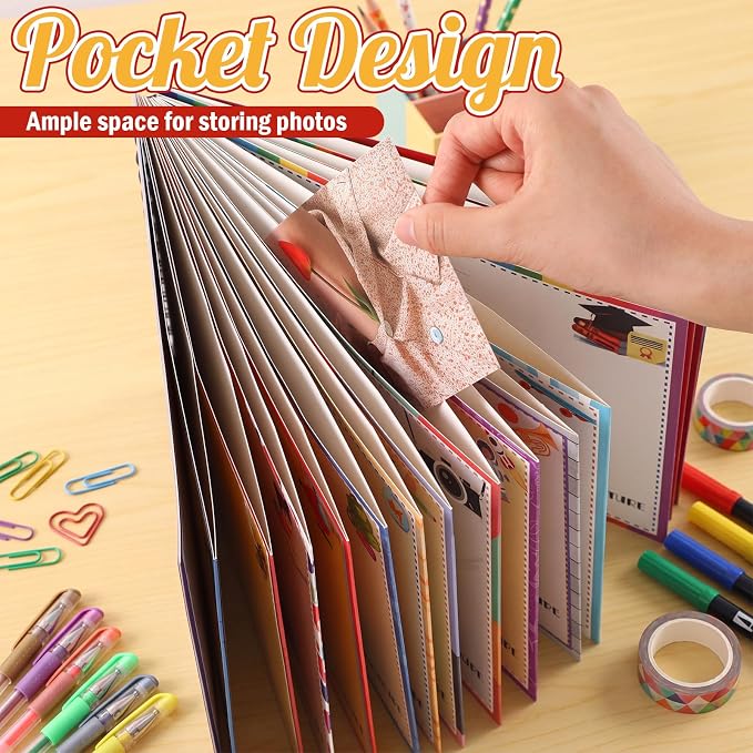 Motipuns School Memory Book Photo Album for Kids, Horizontal Style | School Years Keepsake Book Album Scrapbook from Preschool Through 12th Grade with 14 Pocket for Storage Portfolio Pictures - Image 4