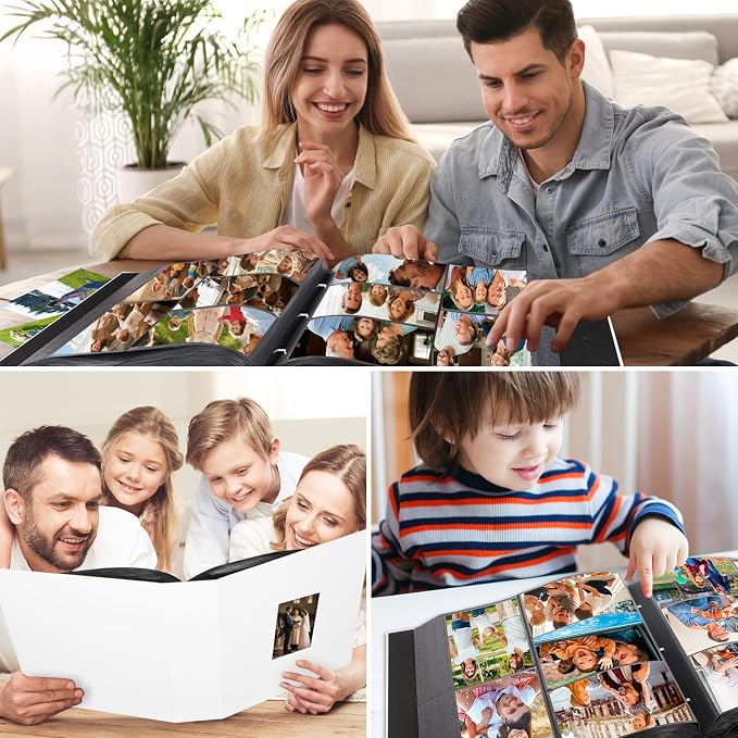 Veicevol Extra Large Photo Album 4x6 Pictures Holds 1000 Photos, White | PU Leather Hardcover, Horizontal and Vertical Photos, Removable Black Acid-Free Pages, Family Wedding & Everyday Photos - Image 7
