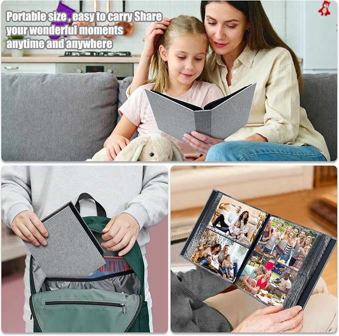 Photo Album 4x6 200 Pockets for Wedding Gifts,Linen Hardcover Picture Albums for Family Anniversary Baby Vacation Pictures - Image 6