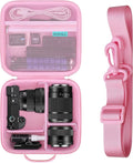 RAIALL Case for Sony Alpha ZV-E10/a6000/a6400/a6700/7 II IV Camera, Pink | for a6100/a6600/ZV-E10 II/ZV E1 Mirrorless Digital Camera and Lens, Hard Travel Bag with a Shoulder Strap and 3 Dividers by RAIALL
