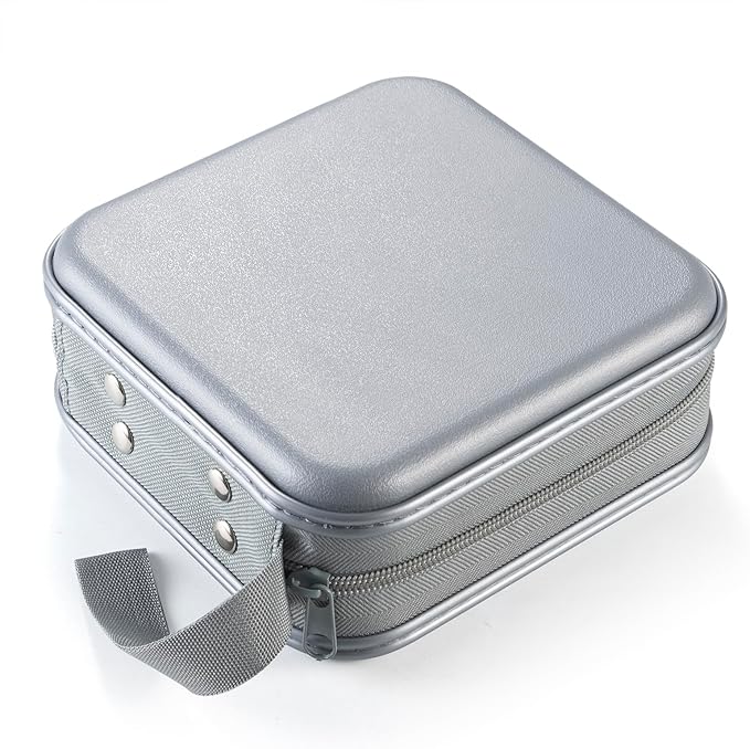 alavisxf xx CD Case, 48 Capacity Hard Plastic Zipper Disc Wallet for Car | Portable Hand Strap, Zipper Closure, Anti-Slip Scratch-Resistant Sleeves, DVD Storage Organizer, for Home Office Travel - Image 6