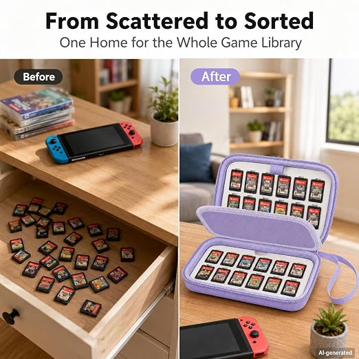 Game Card Case for Nintendo Switch, 72 Games and 144 MicroSD Cards, Purple | Hard EVA Memory Card Organizer with Removable EVA-PVC Trays, Fitted Slots and Finger Grooves for Easier Browsing - Image 2