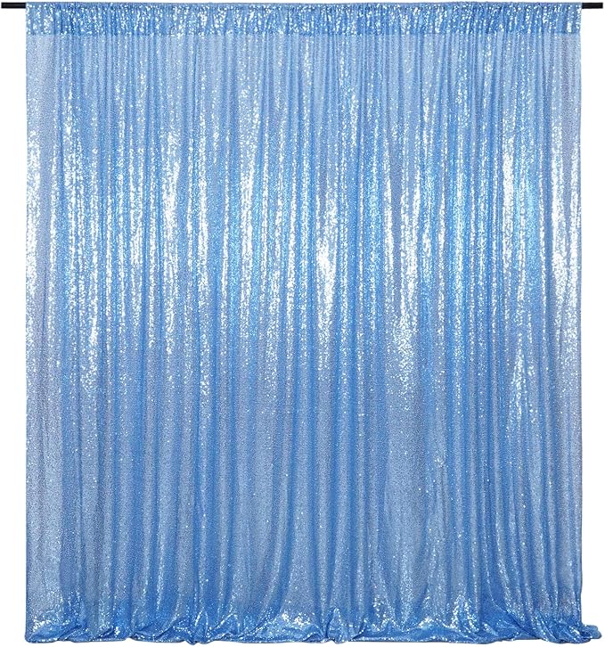 Poise3EHome 6FT x 8FT Sequin Photography Backdrop Curtain for Party Decoration, Baby Blue by Poise3EHome