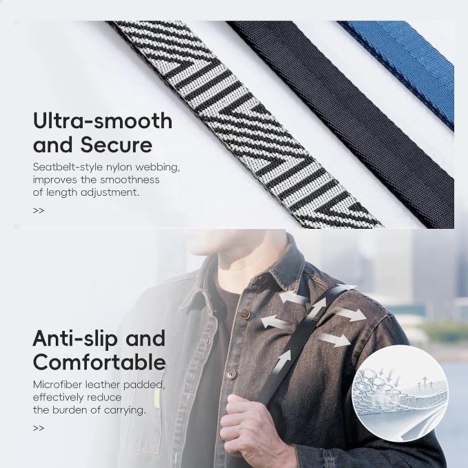 JJC DSLR Neck Strap with Patented Quick Release Buckles, Universal Adjustable Shoulder Sling Strap for Canon Nikon Sony Fujifilm Olympus Pentax DSLR SLR Cameras (Silver Grey) - Image 6
