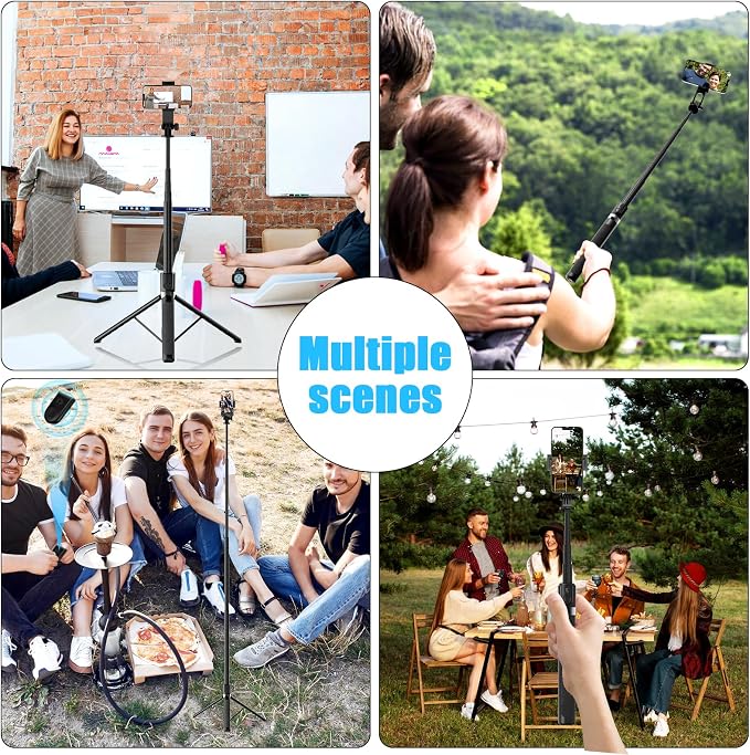 71-Inch Extendable Phone Tripod and Selfie Stick with Wireless Remote, 360° Rotating Holder, Portable Travel Tripod Stand for iPhone, Android and Action Cameras - Image 6
