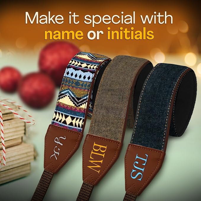 Art Tribute Camera Strap Personalized With Name - Shoulder, Crossbody & Neck Camera Strap for Photographers, Fits All Cameras, Canon Nikon Sony Fujifilm, Padded Strap W/Quick Release & Leather Ends - Image 2
