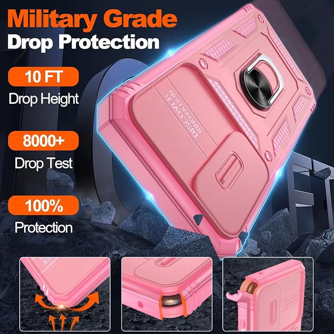 Gritup for Galaxy A35 5G Case Military-Grade Shockproof with Kickstand Pink | with 2 PCS Screen Protector, Slide Camera Cover, Heavy Duty Outdoor Protection Funda para A 35 Phone Cover, Pink - Image 2