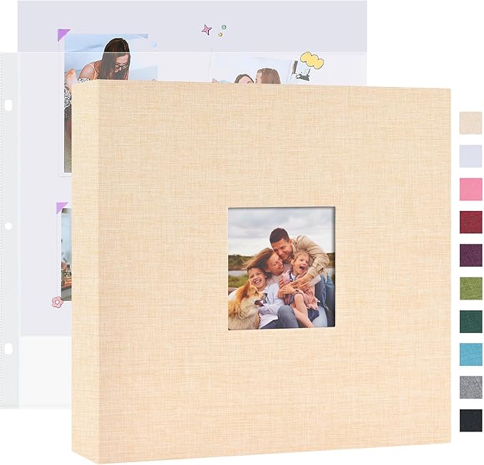 Mublalbum 10x10 Inch 3 Ring DIY Scrapbook Photo Album 40 Pages, Beige | 3 Ring Binder Scrapbook, Linen Cover, 20 Plastic Sleeves 40 Pages, Memory Book for Wedding, Baby, Family, DIY Projects by Mublalbum