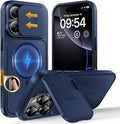 TOCOL for iPhone 16 Pro Max Case with Slide Camera Cover, Kickstand and Camera Control Button, Fit for MagSafe, Rugged Solid Phone Case, Non-Slip, Drop Protection, Blue by TOCOL