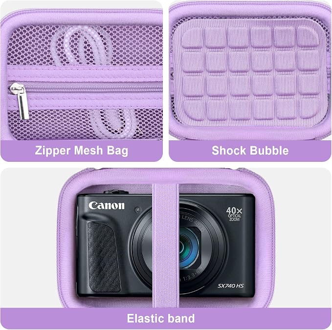 Carrying Case for Canon PowerShot SX740 HS, SX730 HS Camera, Purple | SX720 HS, SX620 HS, G7 X Mark III, G7 X Mark II Digital Camera, Storage Holder Travel Bag with Mesh Pocket for Battery Pack - Image 4