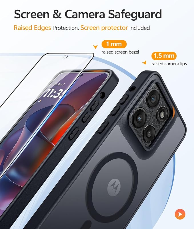 FNTCASE for Moto G Stylus 2026/2025 Case, Fit for Magsafe, Screen Protector | Translucent Matte Magnetic Back, 14FT Military Grade Drop Protection, Shockproof Protective Phone Cover, Black - Image 4