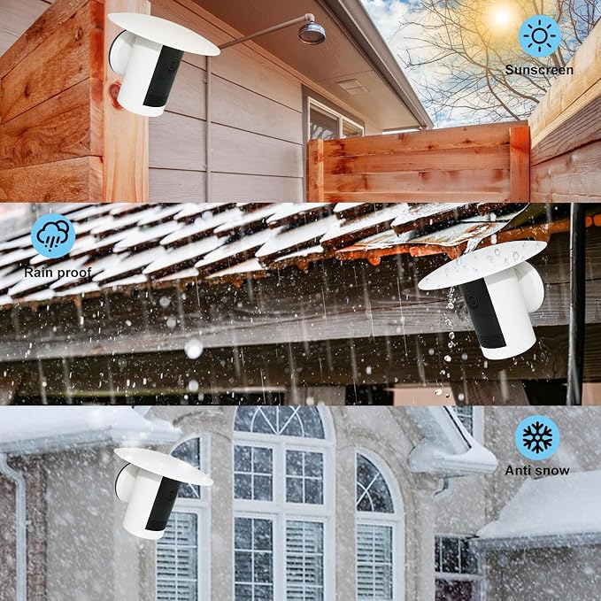 2Pack Sun Rain Shade Camera Cover Compatible with Ring Outdoor Cam Plus,Outdoor Camera Shield Cover Weatherproof,UV and Rain Resistant Shade,Anti Glare,Easy to Install - White - Image 3
