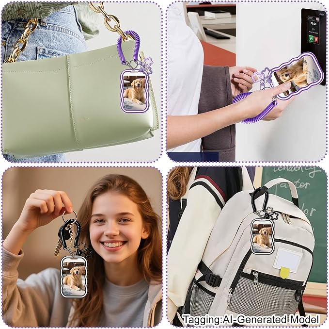 2 Pack Cute Photocard Holder Keychain,Kpop Photo Card Holder | Creative Photo Protector Keychain Accessories for Bus Card, Daily Display & Travel Decorations Gifts - Image 7