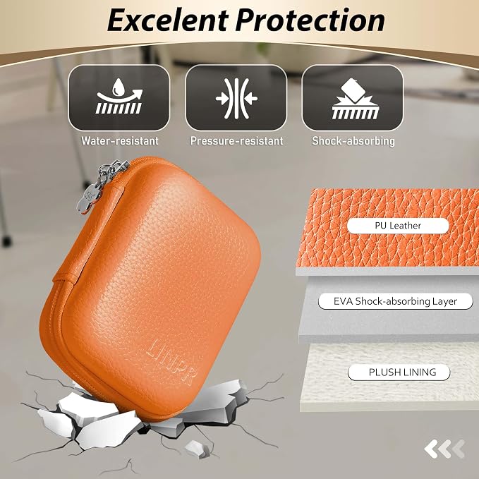 Digital Camera Case for KODAK PIXPRO FZ55/FZ45, Case Only, Orange | Fits CAMKORY DC403 and Canon PowerShot ELPH 360 HS Compact Digital Cameras, Small Hard Shell Camera Pouch with Mesh Pocket - Image 5