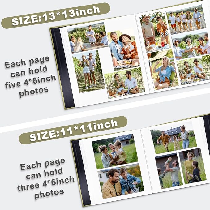 Large Photo Album Self Adhesive, DIY Scrapbook Album for 600 Photos, 13"x12.6" 120 Pages Light Matcha Linen Cover Memory Book - Image 5