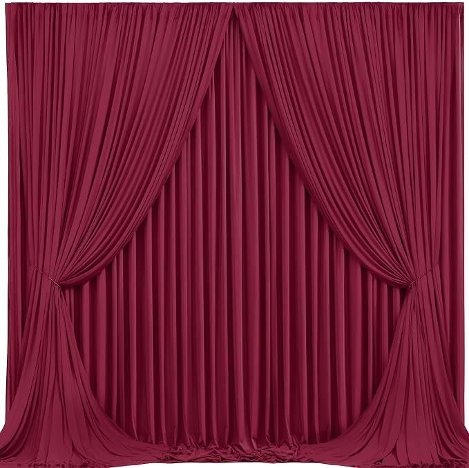Burgundy Backdrop Curtains 4 Panels - Wrinkle-Free Polyester Photography Drapes for Baby Shower & Birthday Party - 16 X10FT - Image 2
