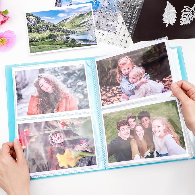 2 Pack Large Sticker Photo Storage Album, Stamp & Cutting Dies Storage Book Organizer Folder for Cards Storage DIY Scrapbooking Card Making Supplies 20 Pages 80 Pockets/Pack (Blue + Orange) - Image 4