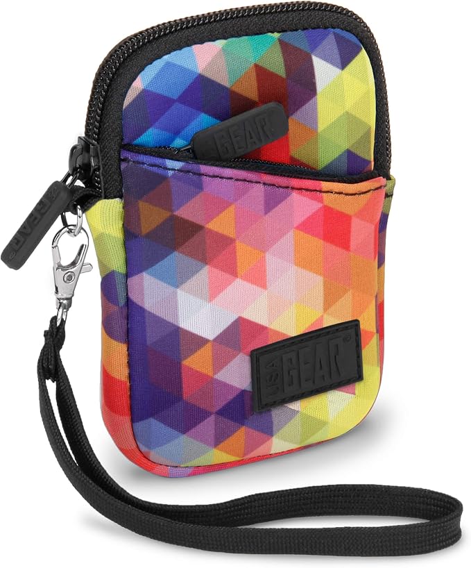 USA Gear Compact Camera Case Fits Kodak Pixpro FZ55, SD Card, Canon SX740 HS, Sony Cybershot T99, DSC-80 & more Small Digital Cameras - Belt Loop, Wrist Strap, Weather Resistant (Geometric) by USAGEAR