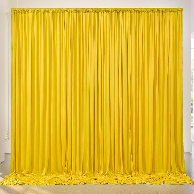 10x8ft Wrinkle Free Yellow Backdrop Curtain Panels, Thick Polyester Lemon Yellow Backdrop Drapes for Wedding Birthday Party Background Baby Shower by ENJOYYOURPARTY
