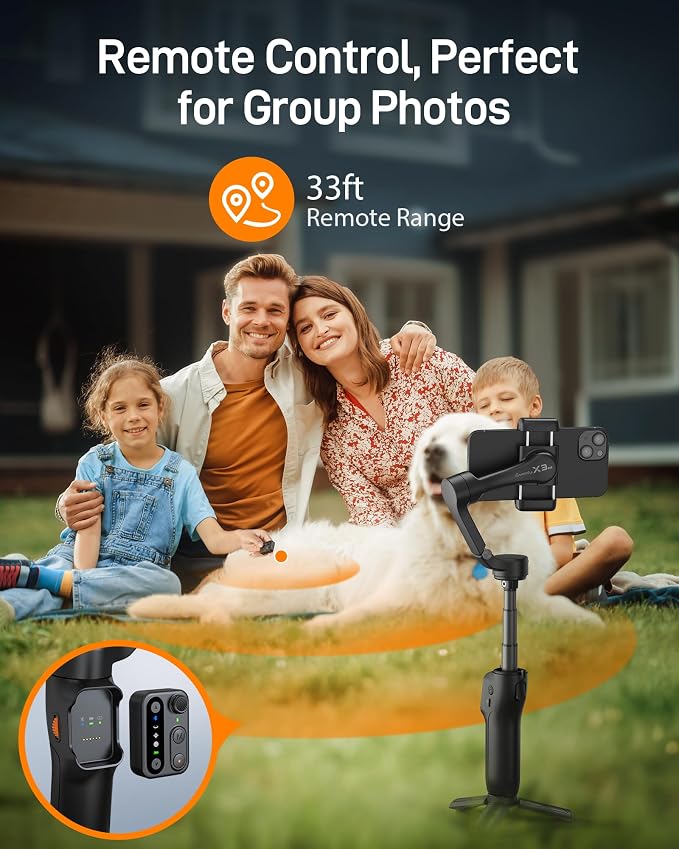 hohem iSteady X3 SE Plus 3-Axis Gimbal Stabilizer for iPhone & Android | Detachable Remote, iSteady 8.0 Anti-Shake, 8" Extension Rod, Foldable 0.85lb Design, Hohem Joy App, 11H Battery - Image 2