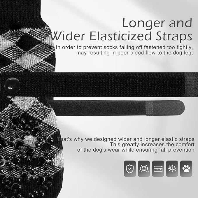 EXPAWLORER Anti Slip Dog Socks to Prevent Licking Paws, Dog Shoes for Hot Pavement, Dog Booties for Small Medium Large Senior Dogs, Traction Control Boots & Paw Protectors for Hardwood Floors - Image 3