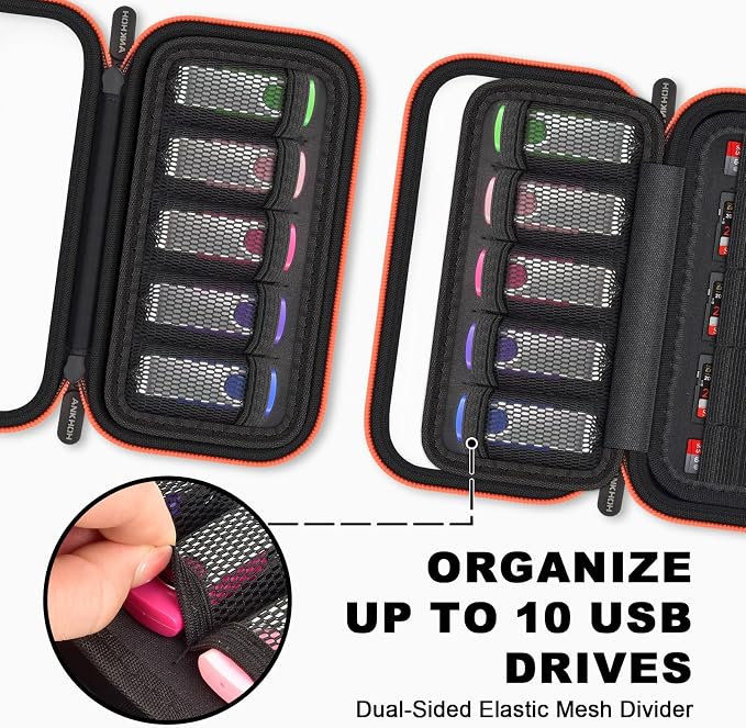 ANKHOH USB Flash Drive Organizer Case, 10-Slot Clear-Top Storage | Thumb Drive Organizer Keeps up to 10 USB and Flash Drives Visible and Separated for Students Business Travel (Box Only) - Image 3