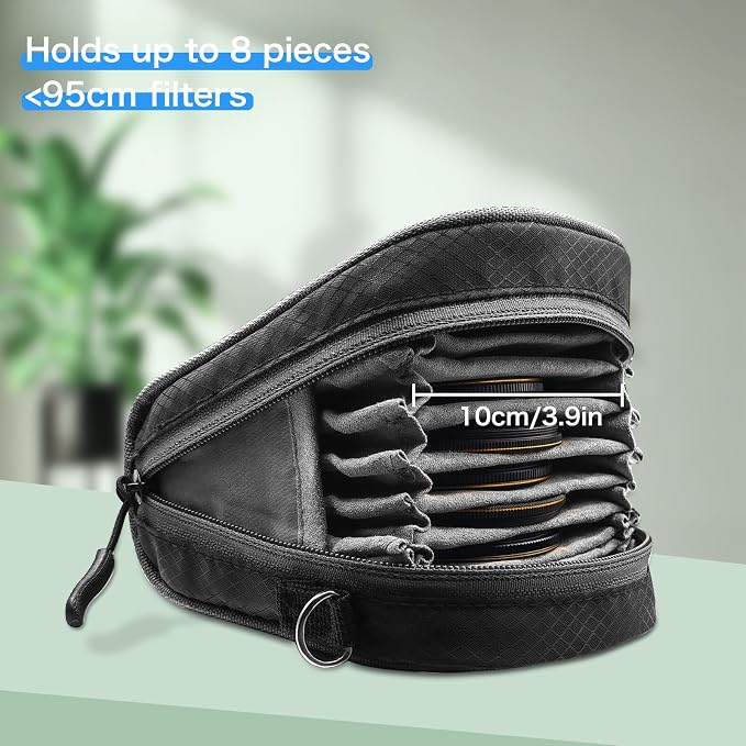 Lightdow Camera Filter Bag - Detachable 8-Slot Lens Carry Case with Belt Loop Pouch - Water-Resistant & Dustproof Design for 37mm-95mm Filters - Image 4