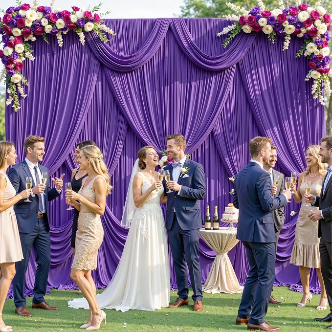 6 Panels Purple Backdrop Curtain for Parties Wedding Wrinkle Free Purple Photo Curtains Backdrop Drapes Fabric Decoration for Birthday Party Photography 30ft(W) x 10ft(H) - Image 4