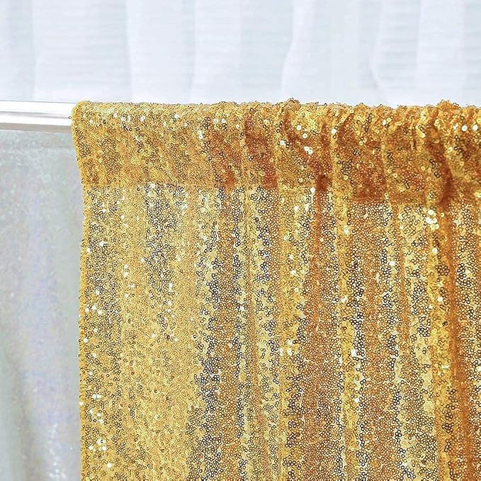 Poise3EHome Gold Sequin Backdrop, 6FT x 8FT Glitter Curtain for Weddings, Parties, Photo Booth Decor - Image 4