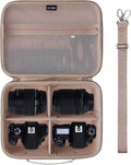Medium Camera Case Bag for Canon/Sony/Nikon Camera and Multiple Lens Beige | Hard Travel Carrying Case Bag for Canon/Sony/Nikon DSLR SLR Mirrorless Camera and Multiple Lens with 3 Dividers by LTGEM