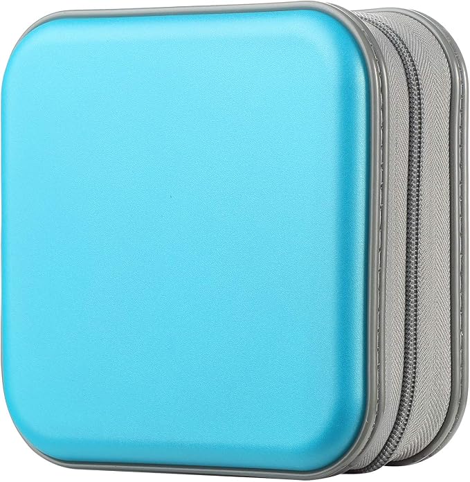 alavisxf xx CD Case, 48 Capacity Hard Plastic Zipper Disc Wallet for Car | DVD Holder, Portable Hand Strap, Anti-Slip Sleeves, Scratch-Resistant Sleeves, Disc Storage Organizer, for Home Office Travel by alavisxfxx
