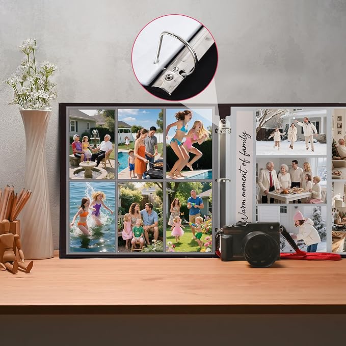 Oversized Photo Album Refill Pages 12x12, Mixed 4x6 Photo Sleeves for 3 Ring Binder, D-Ring Scrapbook Album, Wedding Family Anniversary Baby Travel Book, 20 Acid-Free Page Protectors with 200 Pictures - Image 7