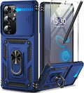 Taisairu for Samsung Galaxy S25 Ultra Case with Screen Protector & Slide Camera Lens Cover, Built-in Magnetic Ring Stand Shockproof Protective Phone Case for Samsung S25 Ultra Case (Blue) by Taisairu