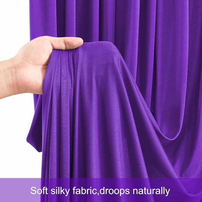 8 Panels Purple Backdrop Curtains for Wedding Party Wrinkle Free Backdrops Curtain Drapes Fabric Decorations Photo Back Drop Cloth for Baby Shower Photography Stage Reception 40ft(W) x 12ft(H) - Image 6