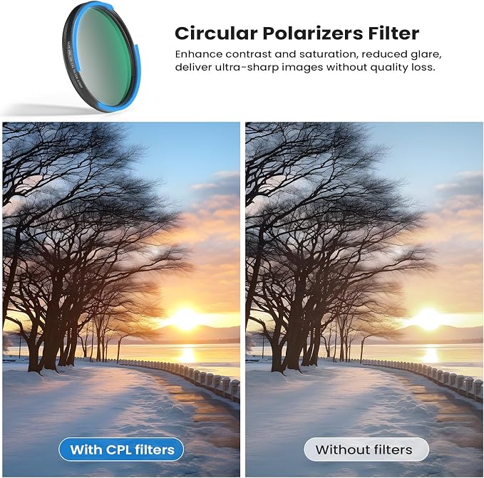 67mm CPL Filter for Phone/DSLR, HD Circular Polarizing Filter | FMC-Coated Lens Attachment with Universal Clip & 58-67mm Camera Adapter Ring for iPhone 17/16/15/14/13/12 & Samsung - Image 3