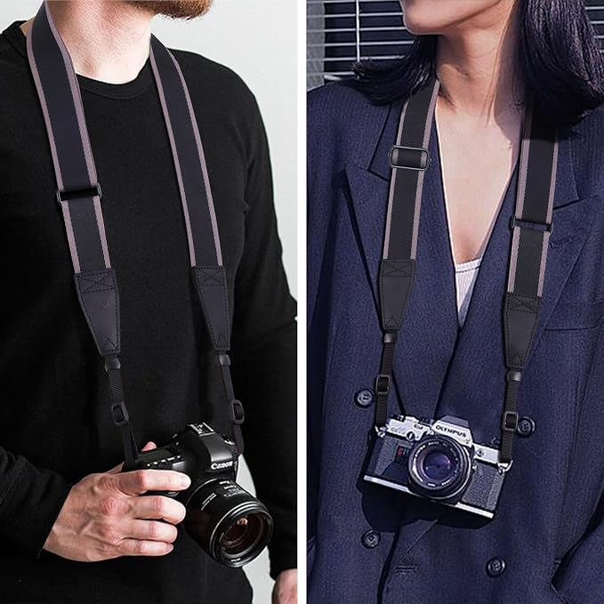 Padwa Lifestyle Adjustable Camera Strap - 1.5" Full Grain Leather Ends Camera Straps for Photographers, Adjustable Neck Shoulder & Crossbody Cotton Strap Quick Release for Cameras and Binoculars - Image 5